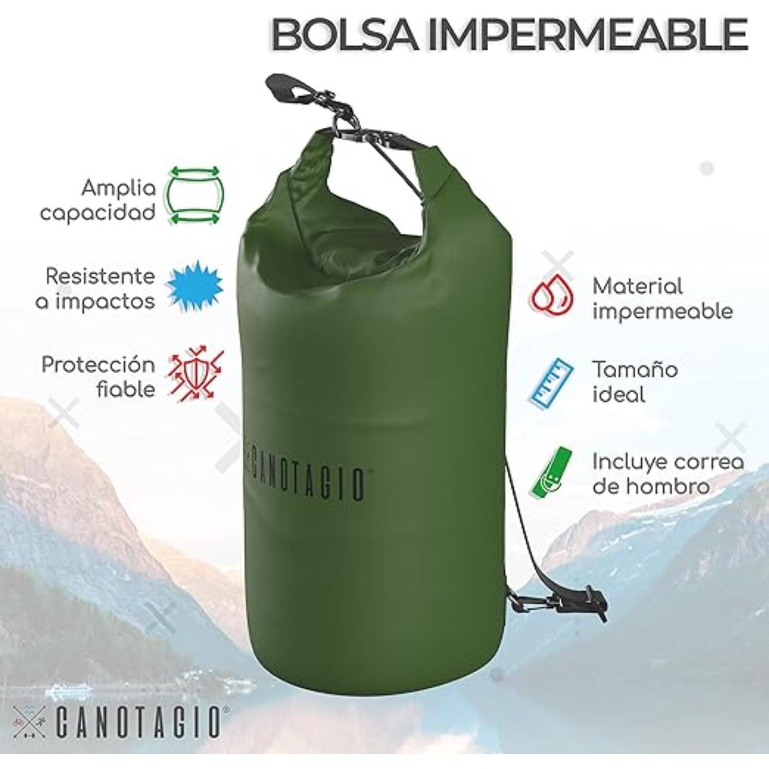 Foto 3 pulgar | Bolsa Seca Impermeable Canotagio Verde de 20 Litros