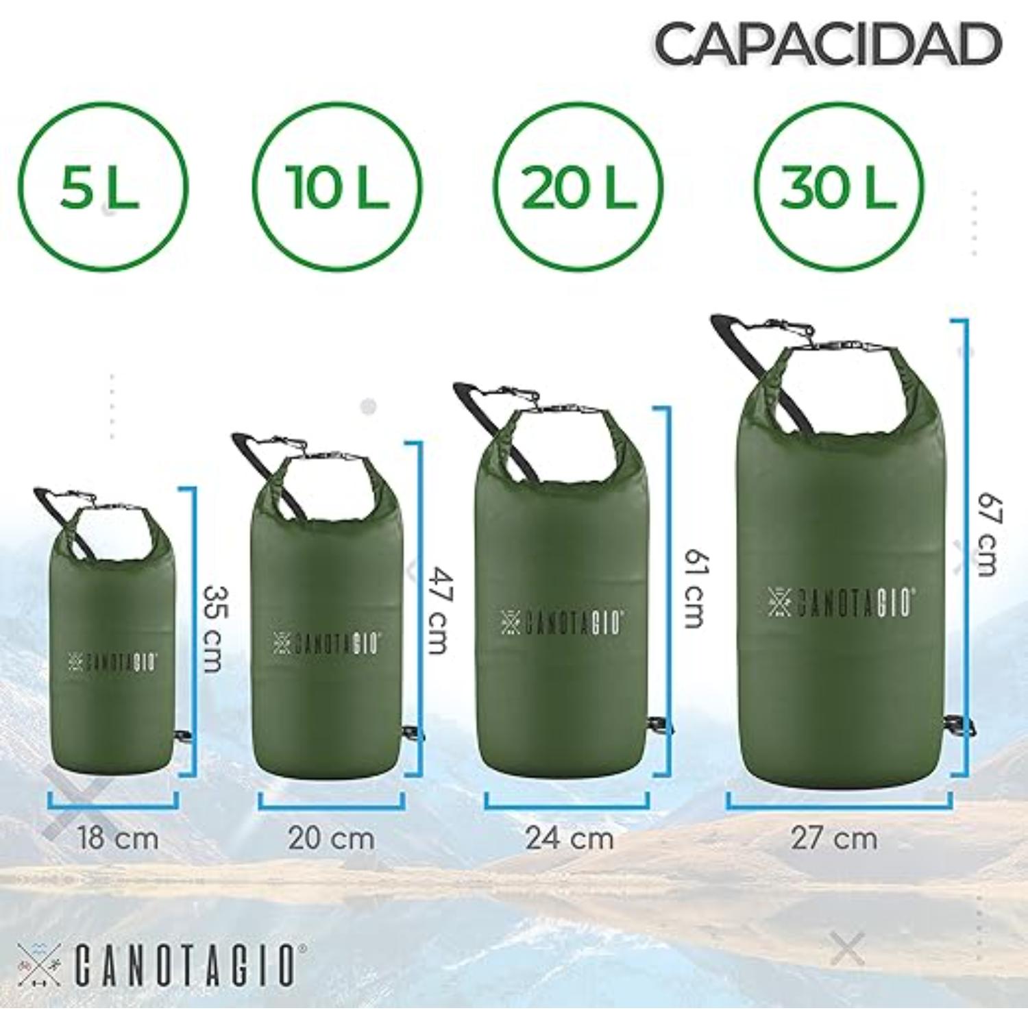 Foto 3 | Bolsa Seca Impermeable Canotagio Verde de 20 Litros