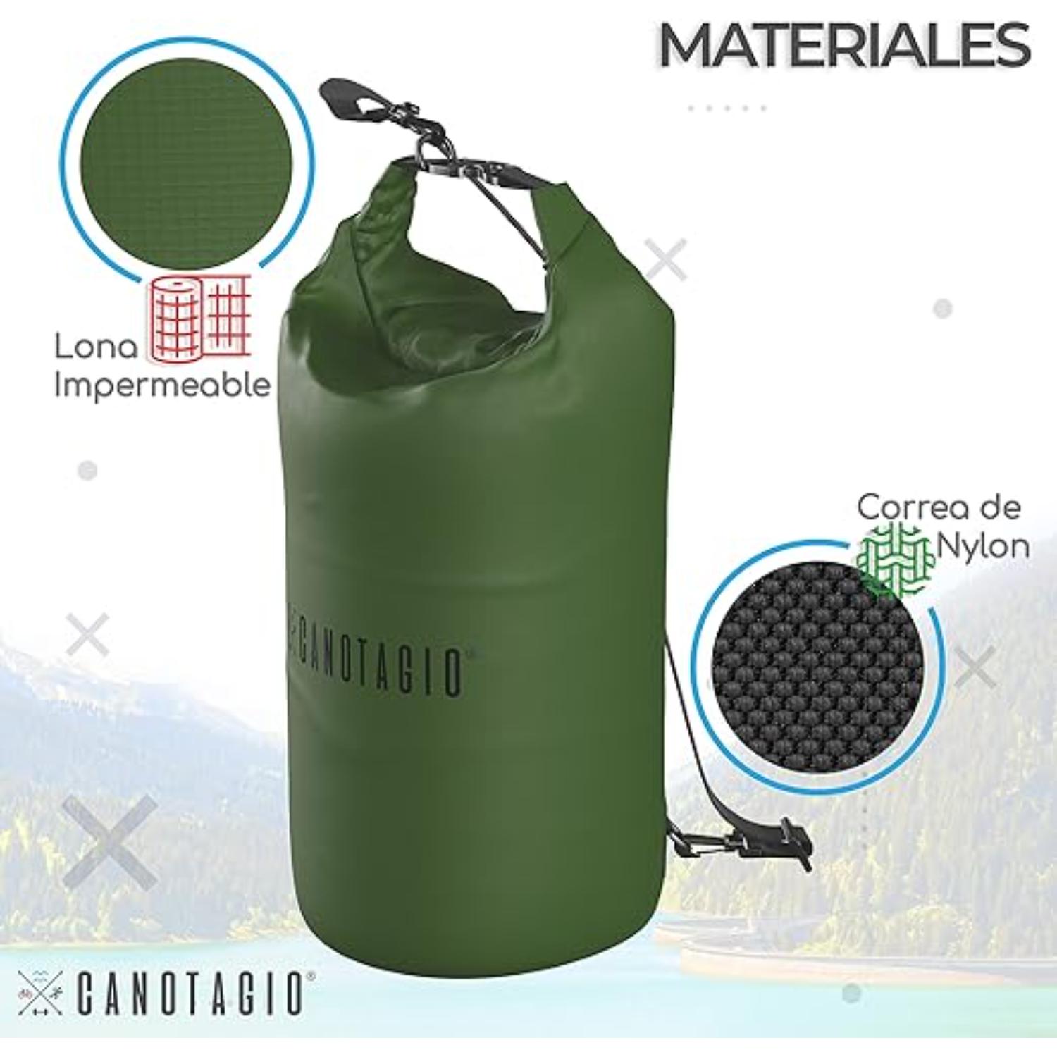 Foto 5 pulgar | Bolsa Seca Impermeable Canotagio Verde de 20 Litros