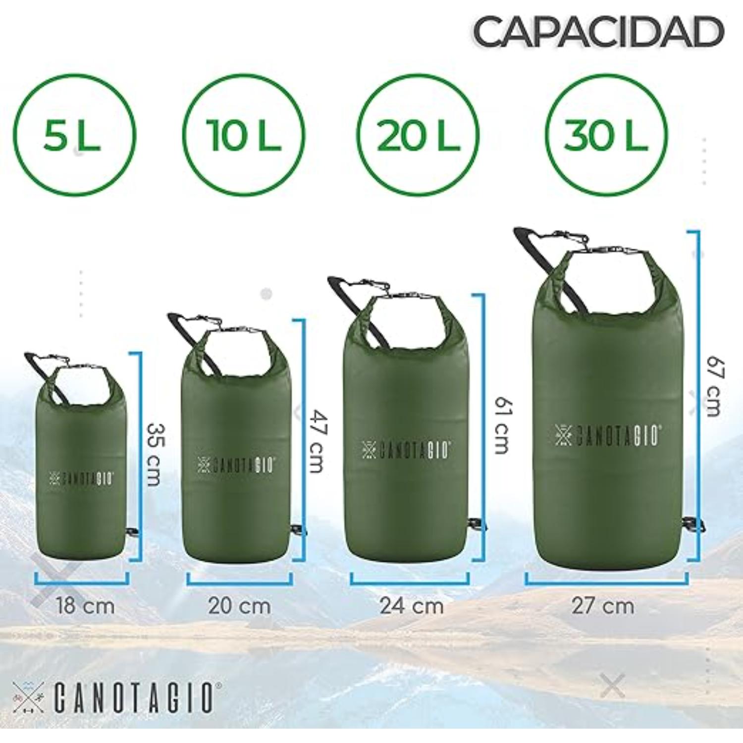 Foto 4 pulgar | Bolsa Seca Impermeable. Dry Bag Canotagio Verde de 10 Litros