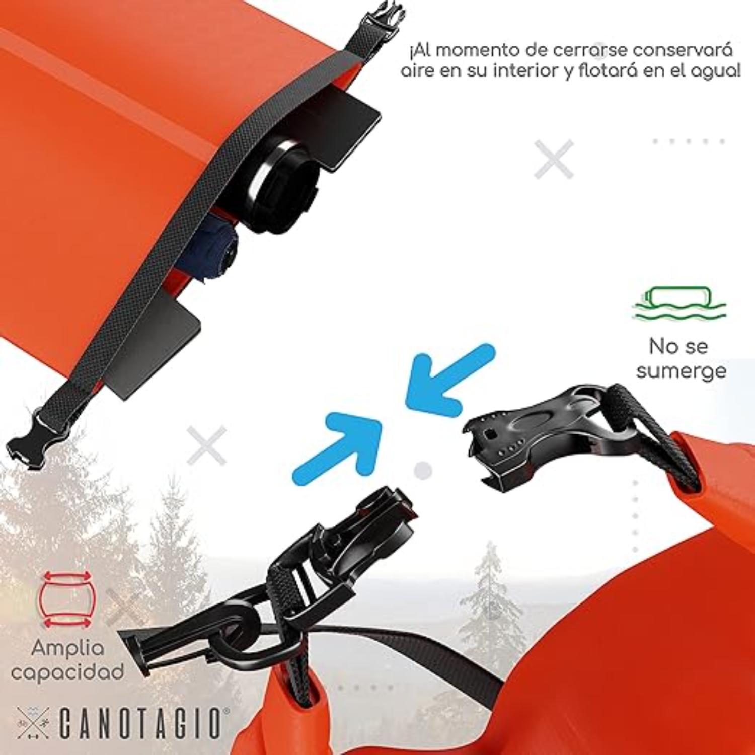 Foto 6 | Bolsa Seca Impermeable. Dry Bag Canotagio Naranja de 30 Litros