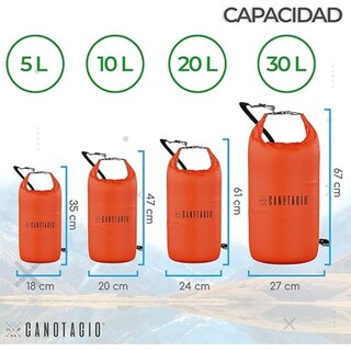 Foto 3 | Bolsa Seca Impermeable Dry Bag Canotagio Anaranjada de 20 Litros