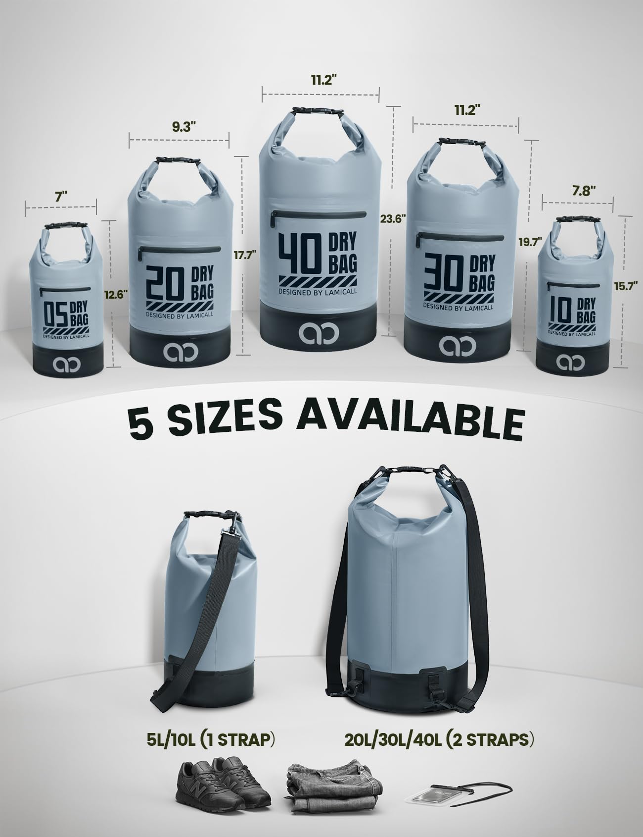 Foto 3 pulgar | Mochila Impermeable Lamicall 10l Con Funda Para Teléfono Gris - Venta Internacional.