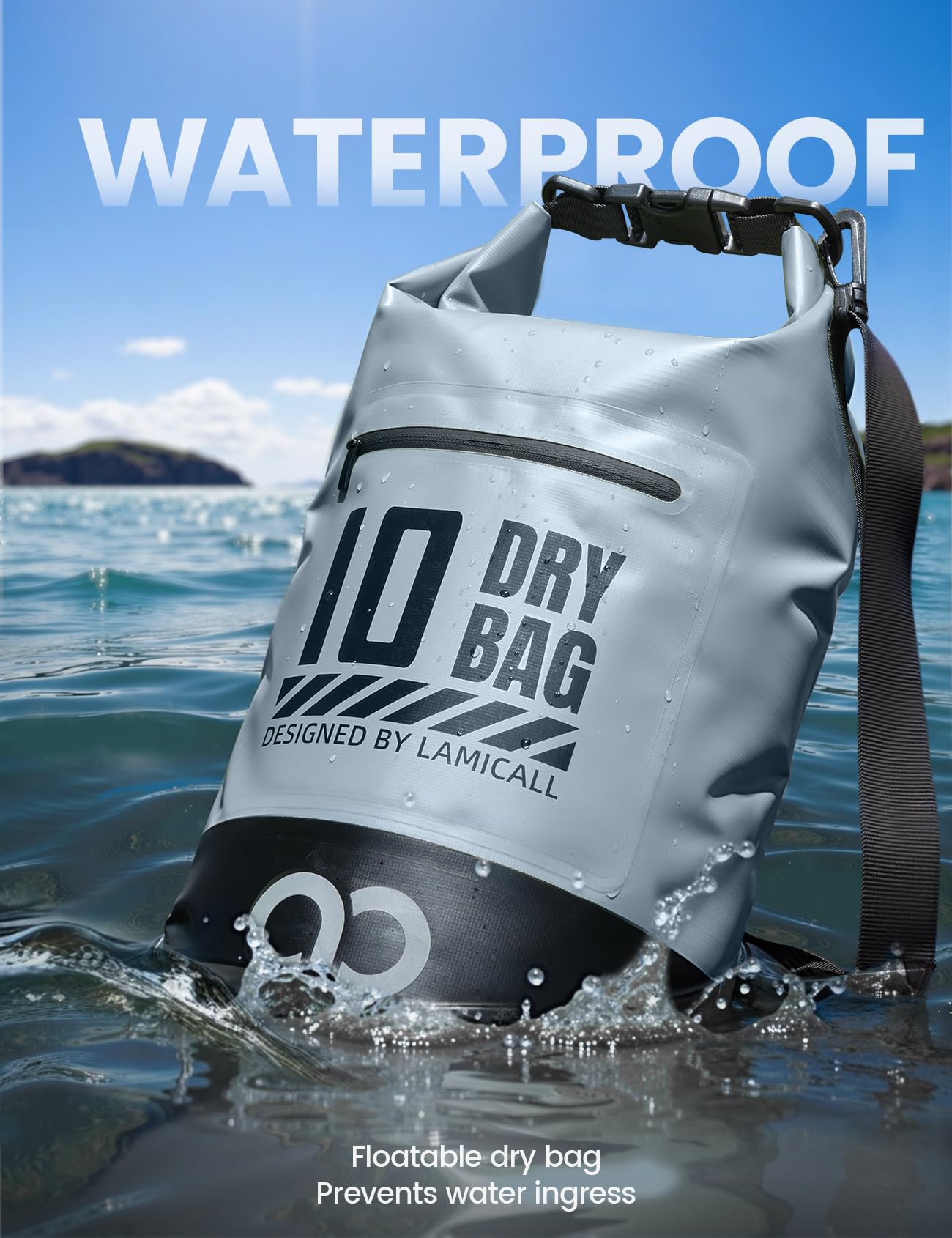 Foto 4 pulgar | Mochila Impermeable Lamicall 10l Con Funda Para Teléfono Gris - Venta Internacional.