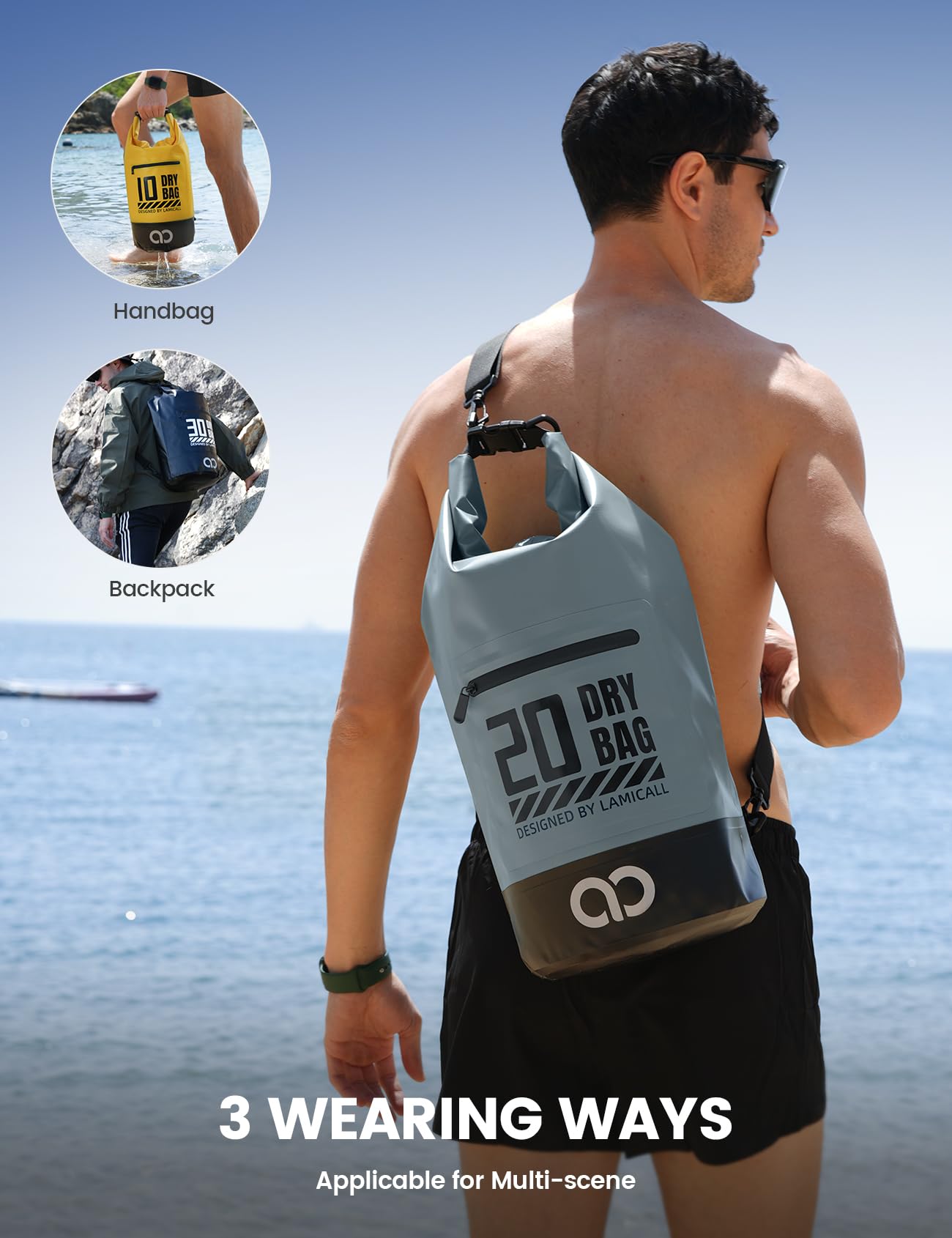 Foto 6 pulgar | Mochila Impermeable Lamicall 10l Con Funda Para Teléfono Gris - Venta Internacional.
