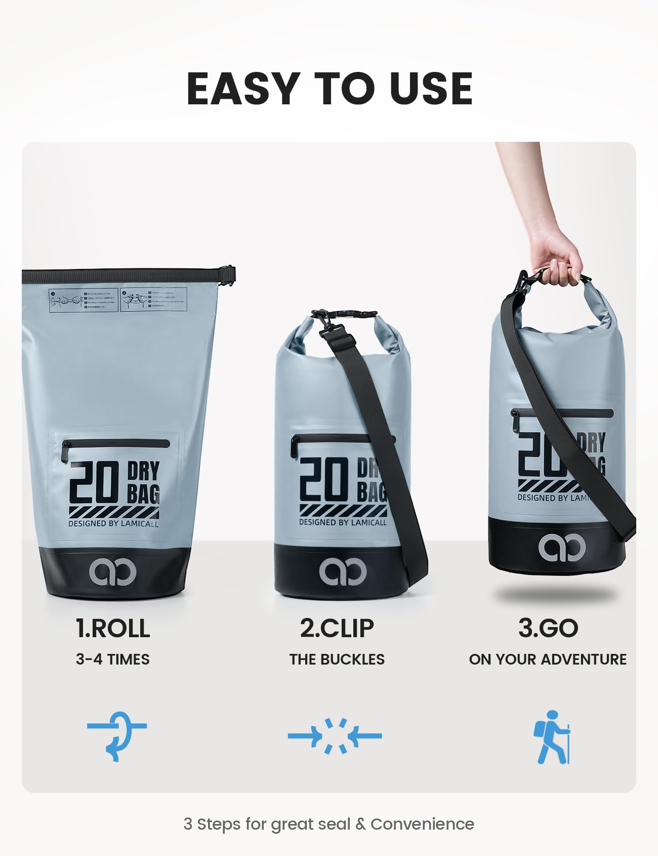 Foto 6 | Mochila Impermeable Lamicall 10l Con Funda Para Teléfono Gris - Venta Internacional.