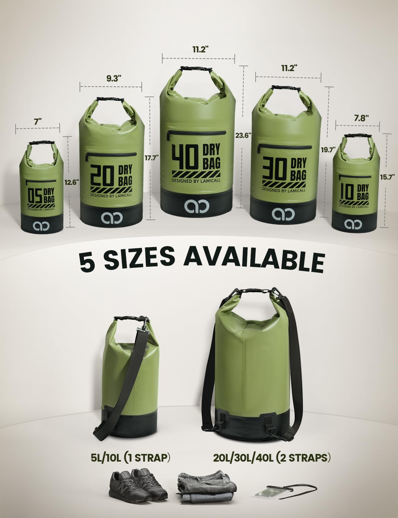 Foto 2 | Mochila Impermeable Lamicall 10l Con Funda Para Teléfono, Color Verde - Venta Internacional.