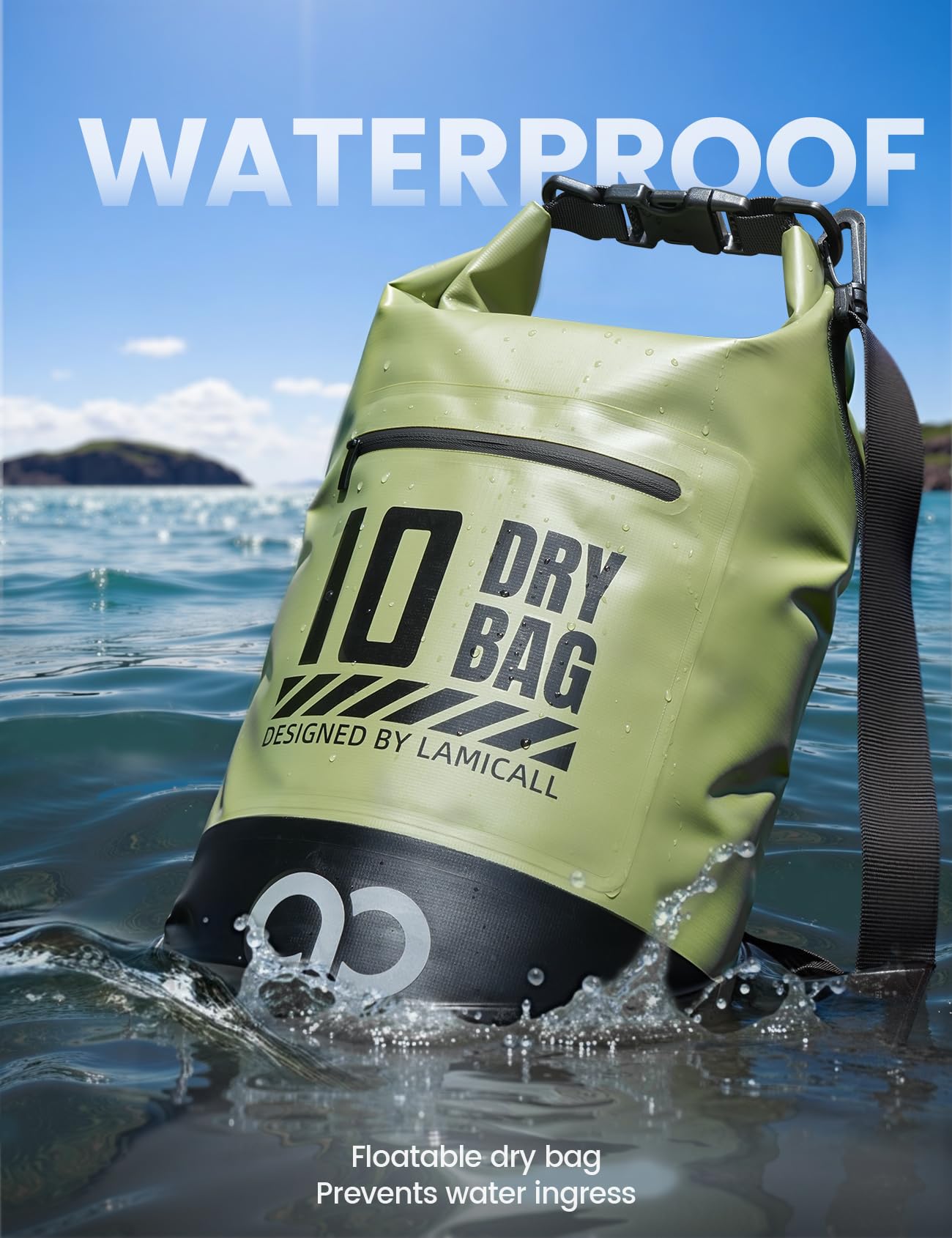 Foto 4 pulgar | Mochila Impermeable Lamicall 10l Con Funda Para Teléfono, Color Verde - Venta Internacional.