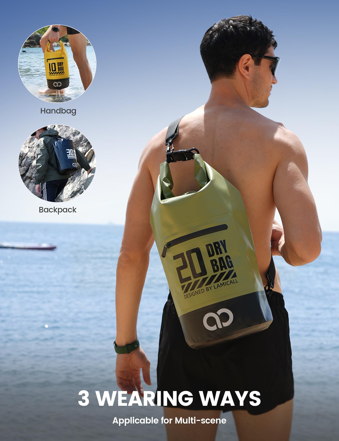 Foto 5 | Mochila Impermeable Lamicall 10l Con Funda Para Teléfono, Color Verde - Venta Internacional.