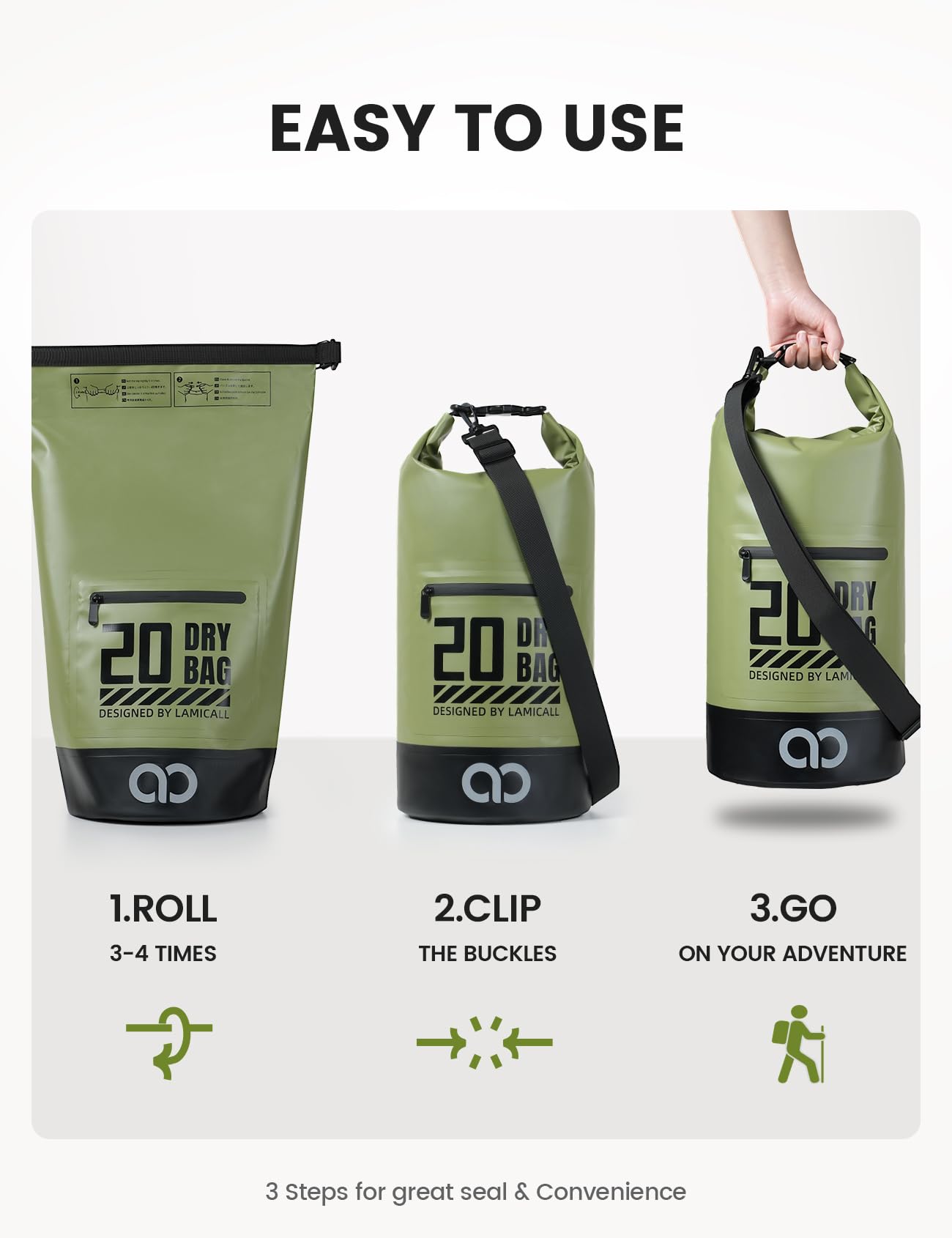 Foto 7 pulgar | Mochila Impermeable Lamicall 10l Con Funda Para Teléfono, Color Verde - Venta Internacional.
