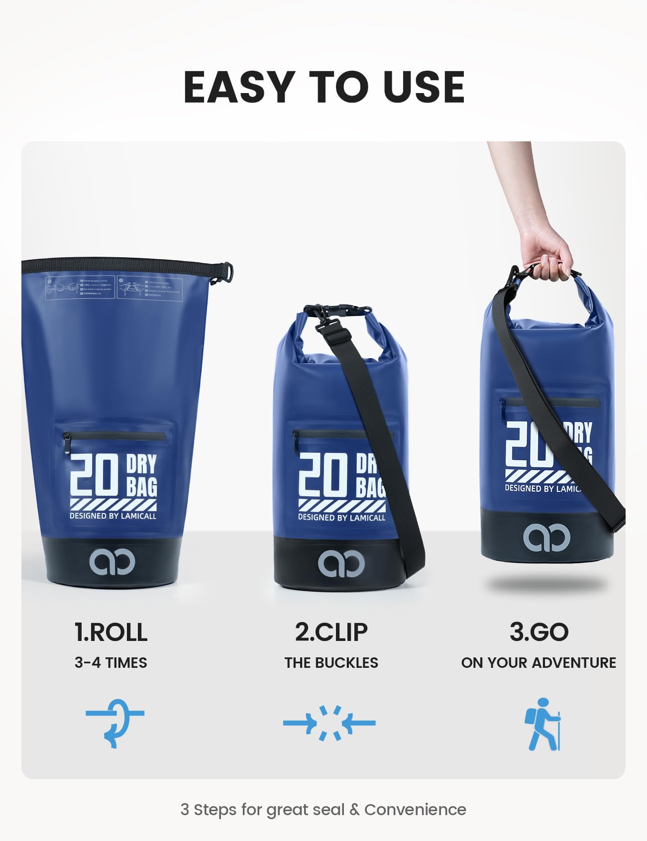 Foto 7 pulgar | Mochila Impermeable Lamicall Dry Bag 20l Con Funda Para Teléfono 10l/20l - Venta Internacional.