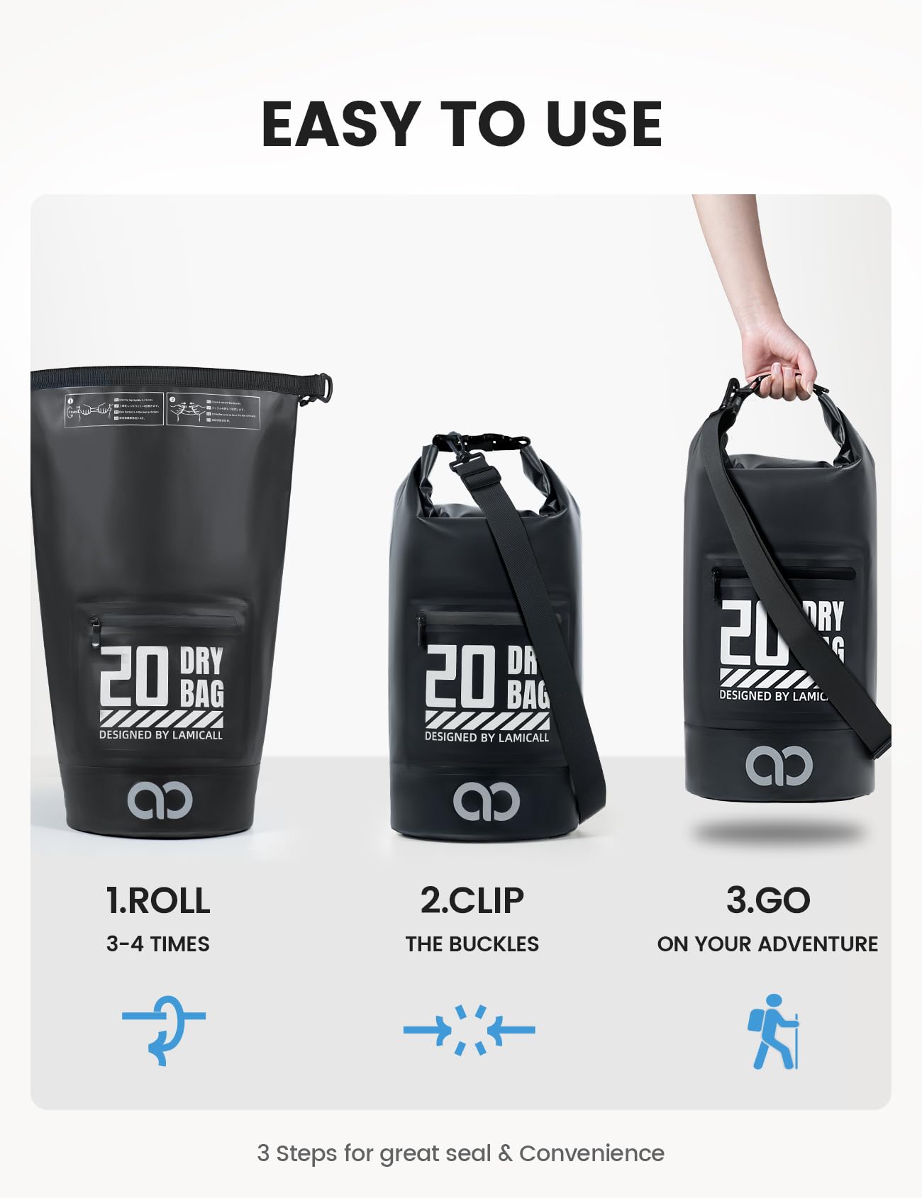 Foto 7 pulgar | Mochila Impermeable Lamicall Dry Bag 20l Con Funda Para Teléfono 10l/20l - Venta Internacional.
