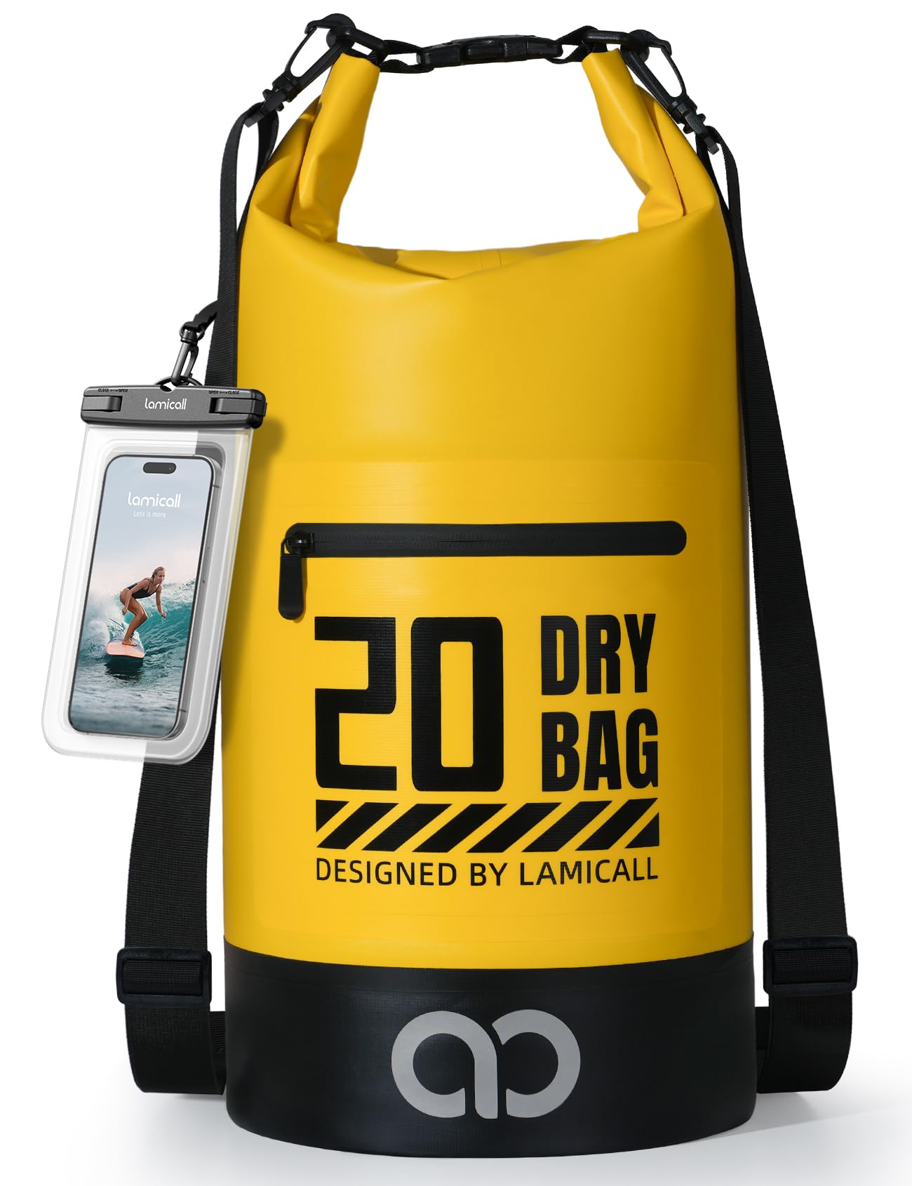 Foto 2 pulgar | Mochila Impermeable Lamicall Dry Bag De 20 Litros Con Funda Para Teléfono, Color Amarillo - Venta Internacional.
