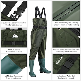 Foto 2 | Chest Waders Gonex Waterproof 70d De Nailon Para Hombre Y Mujer, Color Verde - Venta Internacional.