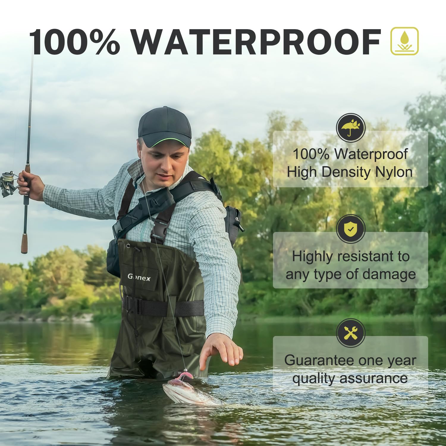 Foto 4 | Chest Waders Gonex Waterproof 70d De Nailon Para Hombre Y Mujer, Color Verde - Venta Internacional.