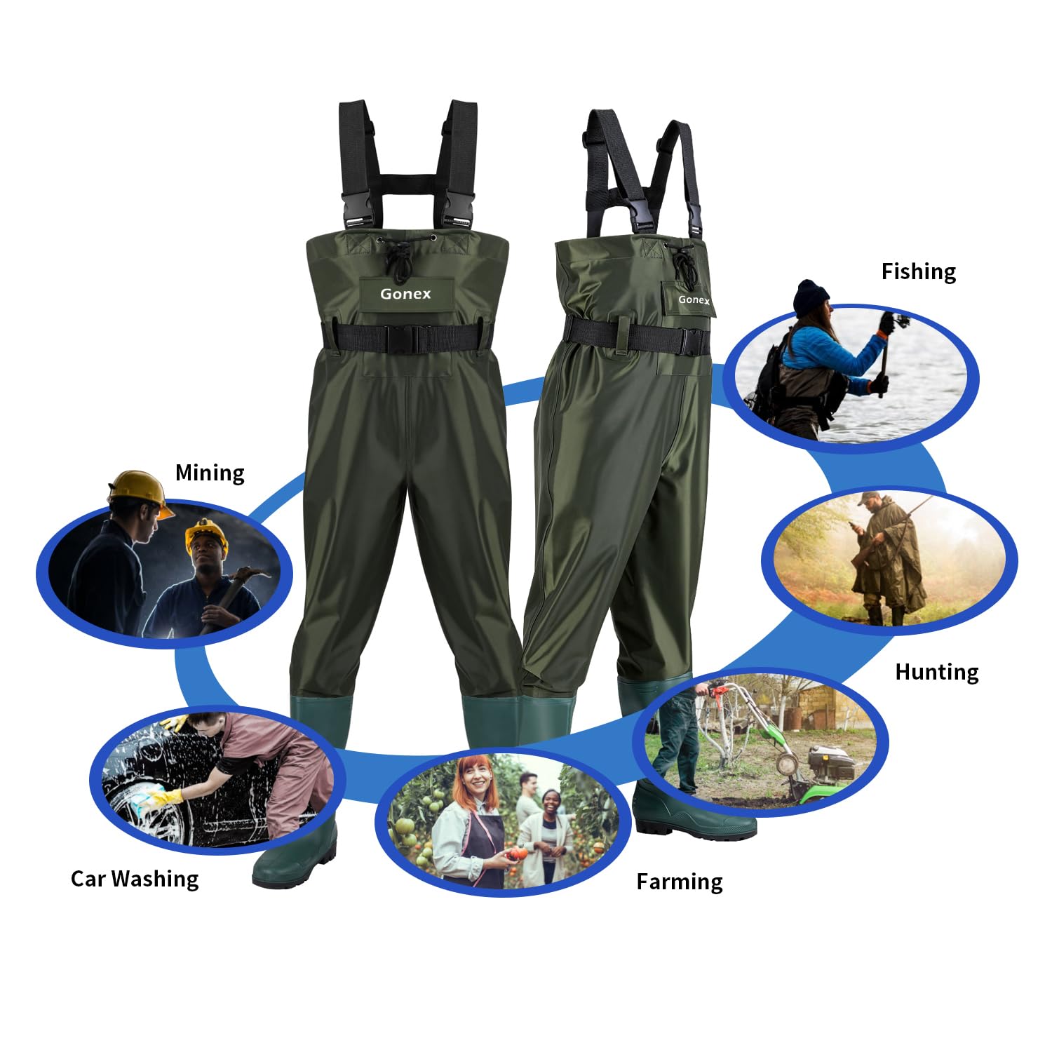 Foto 6 | Chest Waders Gonex Waterproof 70d De Nailon Para Hombre Y Mujer, Color Verde - Venta Internacional.