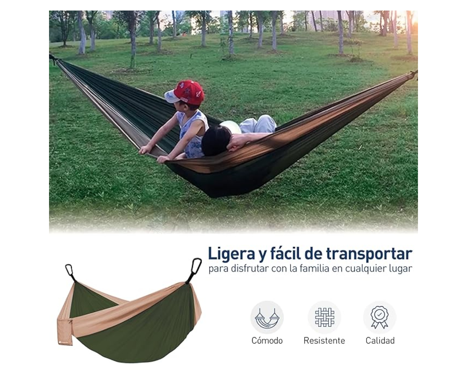 Foto 6 pulgar | Hamaca Bluelander AIDPAN-20651 color Verde Portátil para Acampar al Aire Libre en Jardines y Viajes