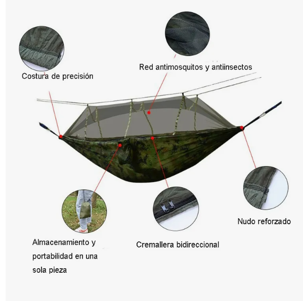 Foto 2 | Hamaca Xtellar Portátil Para Camping Con Mosquitera Transpirable Camuflaje Plain