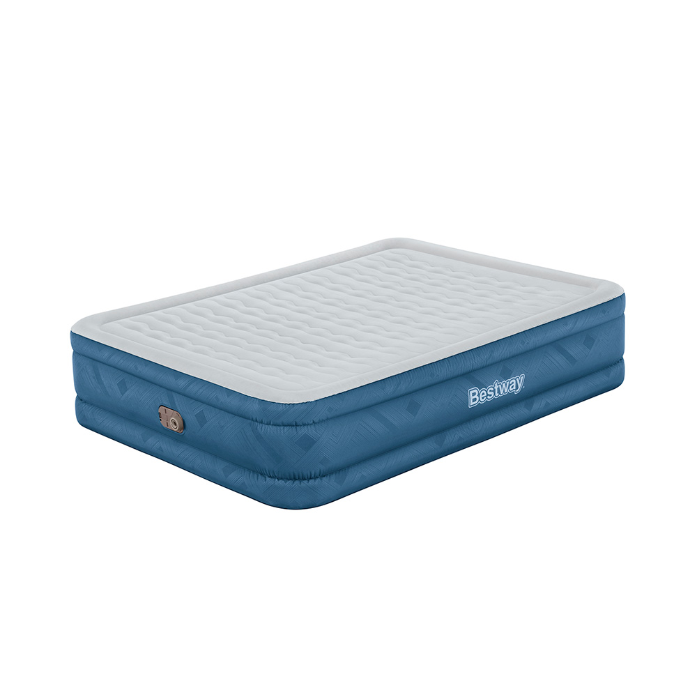 Colchón Inflable Queen Size color Azul Cama Aire Con Bomba Integrada Bestway