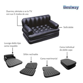 Foto 3 | Sillón Inflable Bestway 75054 color Negro Multiposición 5 en 1 para Camping