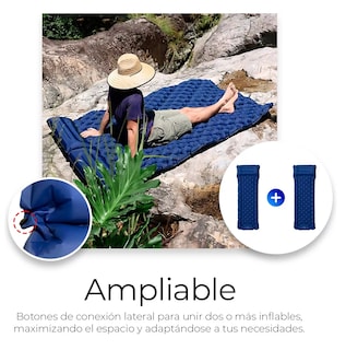 Foto 4 | Colchón Autoinflable Portátil Cama Para Acampar Colchoneta Color Azul