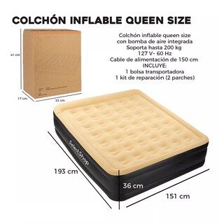 Foto 3 | Colchón Inflable Queen Size + Bomba Inflable Eo Safe Imports Esi-15323 Multicolor