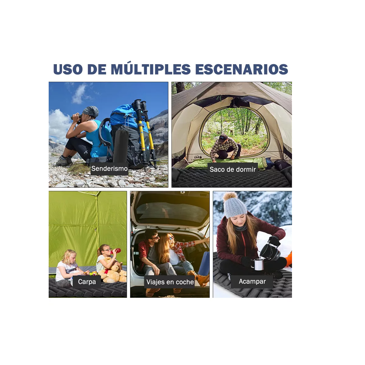 Foto 3 | Colchón Autoinflable Portátil Cama Para Acampar Eo Safe Imports Esi-16869  Negro