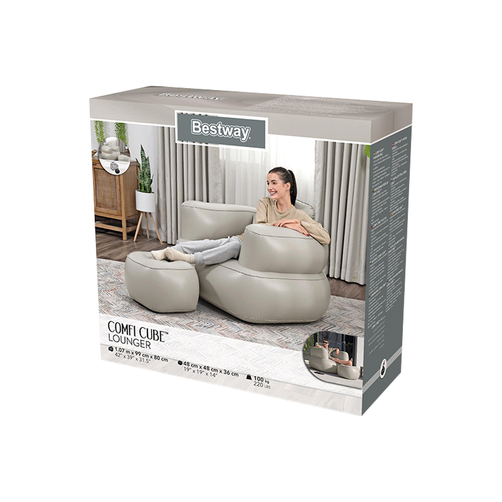 Foto 3 | Sillon Inflable Bestway Reposable Comfi Cube Calidad Premium Color Gris