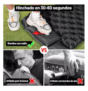 Foto 2 | Colchon Inflable Para Acampar Autoinflable Portátil Individual Negro