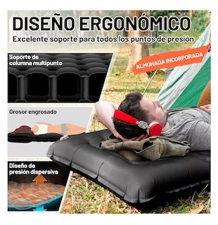 Foto 5 | Colchon Inflable Para Acampar Autoinflable Portátil Individual Negro