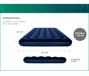 Foto 3 | Colchón Inflable 2 Plazas Matrimonial + 2 Almohadas Eo Safe Imports Esi-18573 Multicolor