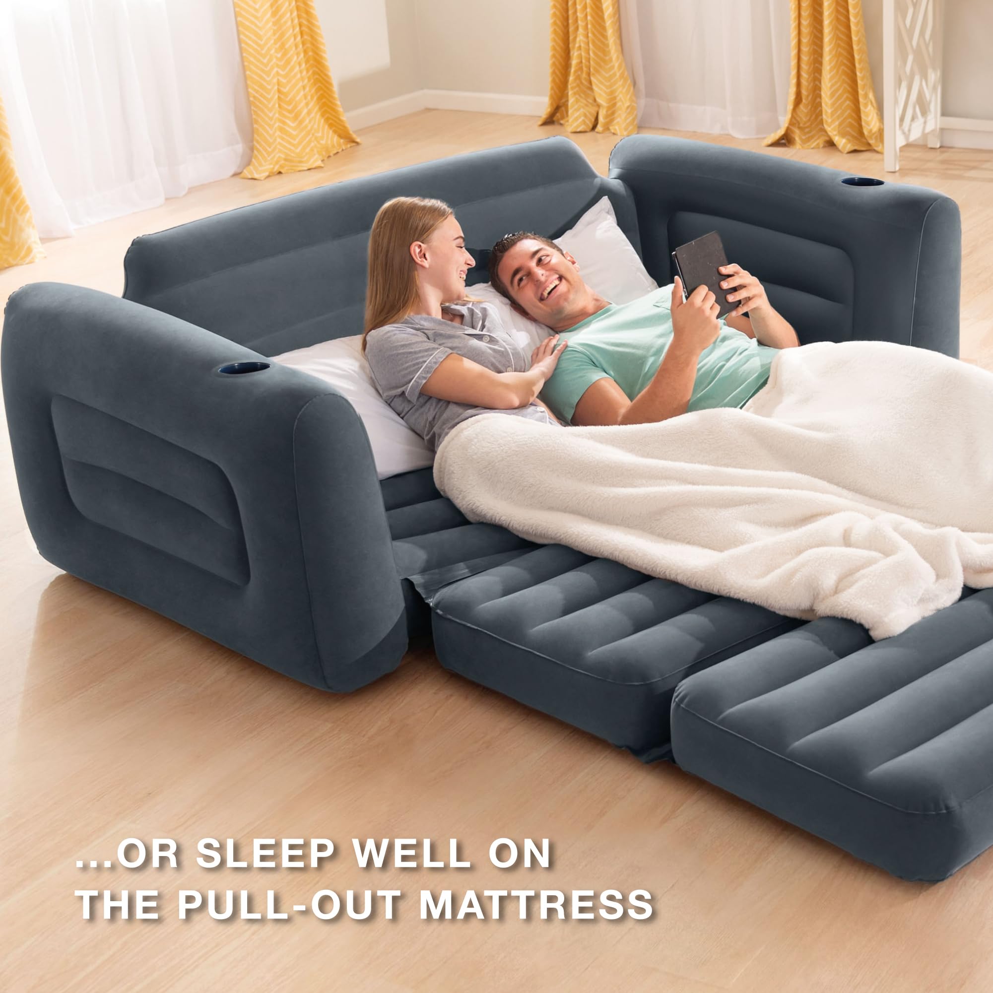 Foto 6 pulgar | Sofá Inflable Con Superficie Aterciopelada Intex Con Portavasos - Venta Internacional.