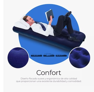 Foto 5 | Colchon Inflable Individual Camping Cama De Aire Portatil Color Azul
