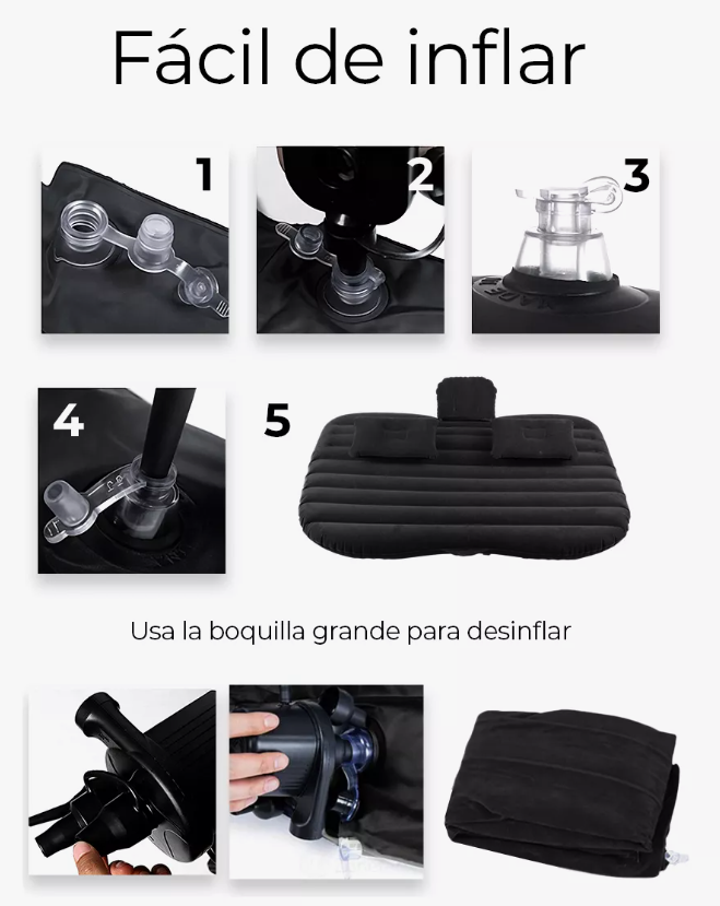 Foto 5 pulgar | Colchón Inflable Para Coche, Asiento Trasero De Auto Con Bomba