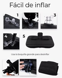 Foto 4 | Colchón Inflable Para Coche, Asiento Trasero De Auto Con Bomba