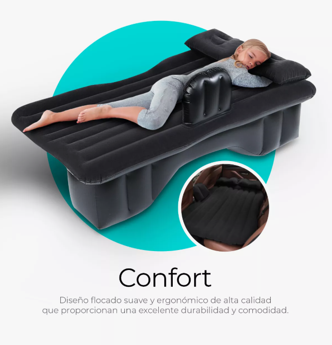 Foto 7 pulgar | Colchón Inflable Para Coche, Asiento Trasero De Auto Con Bomba