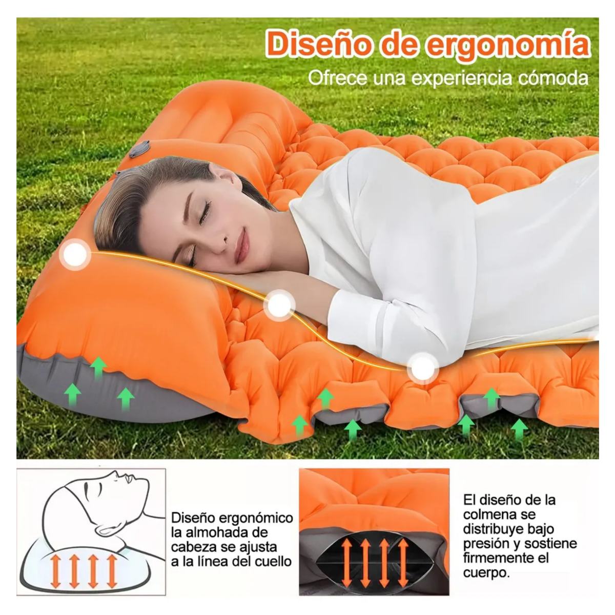 Foto 3 pulgar | Colchón Inflable Acampar Eo Safe Imports Esi-19137 Naranja
