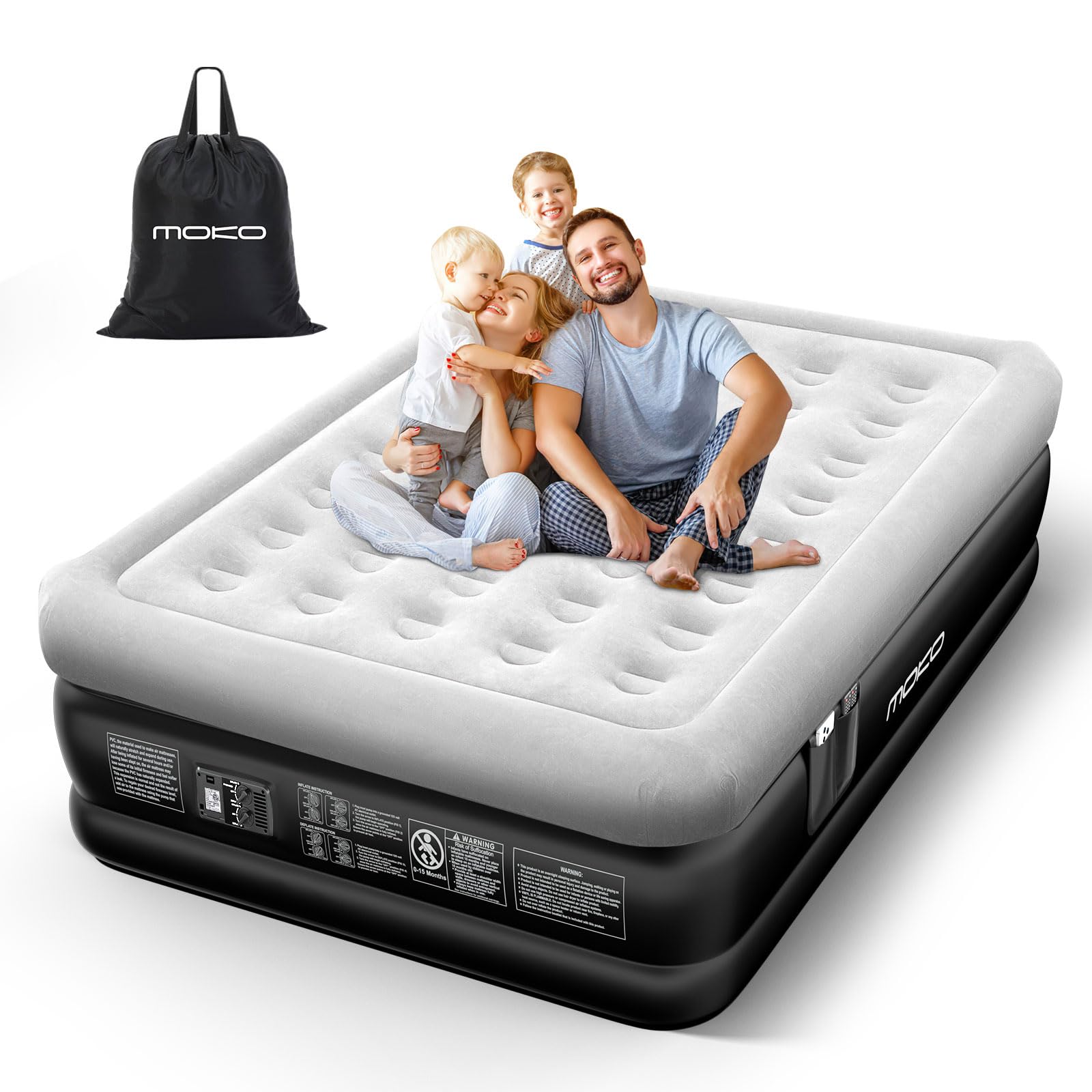Colchón Inflable Moko Queen Con Bomba Integrada De 18 Pulgadas - Venta Internacional.