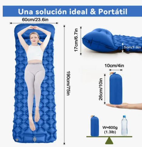 Foto 3 pulgar | Colchón Xtellar Inflable Alfombra De Camping Portátil Con Almohada