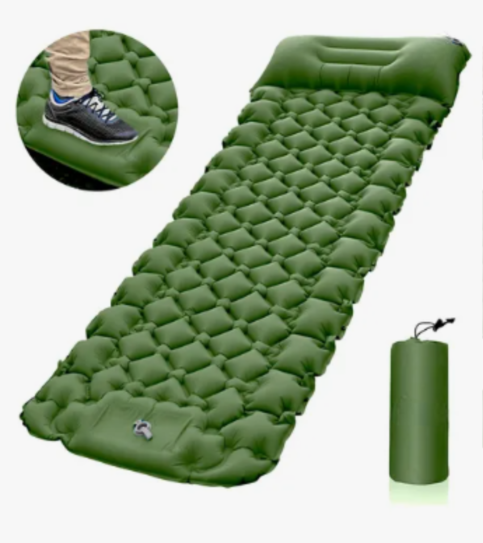 Xtellar Colchoneta Acampar Ultraligera Portátil Con Almohada Color Verde