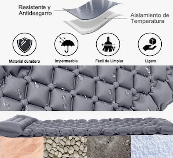 Foto 2 | Xtellar Colchoneta Acampar Ultraligera Portátil Con Almohada Color Gris Oscuro