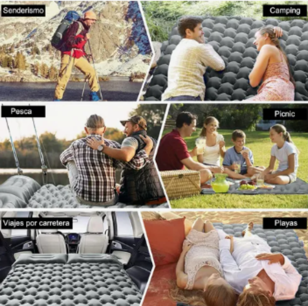 Foto 4 | Xtellar Colchoneta Inflable Doble Acampar Ultraligera Portáti Color Gris
