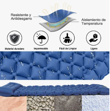 Foto 5 pulgar | Xtellar Colchoneta Acampar Ultraligera Portátil Con Almohada Color Azul
