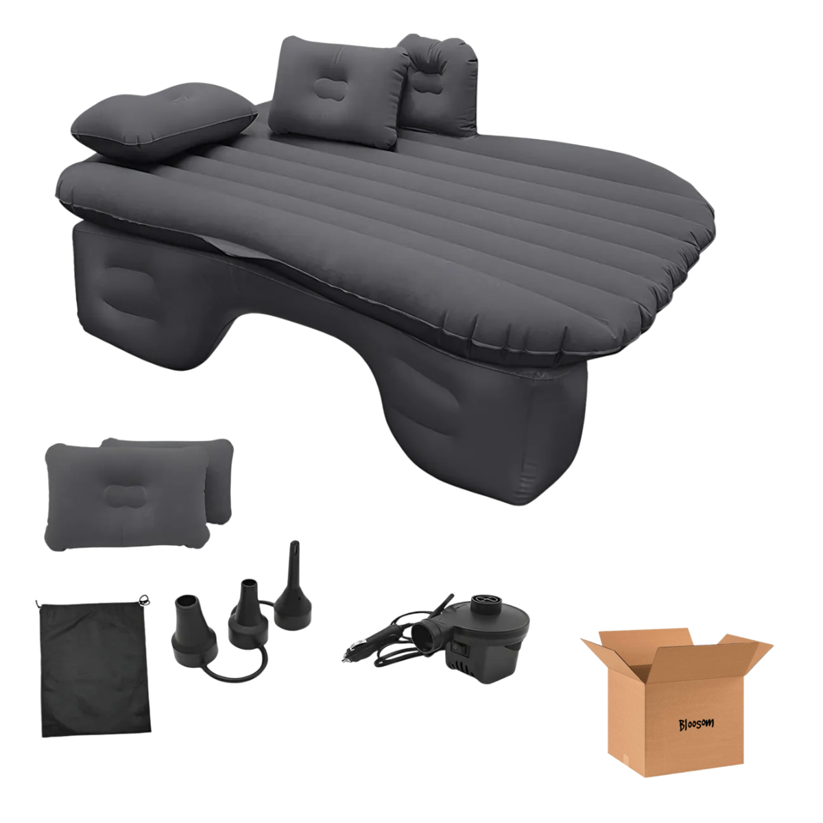 Cama Inflable Belug  Colchón De Auto Asiento Trasero Color Negro