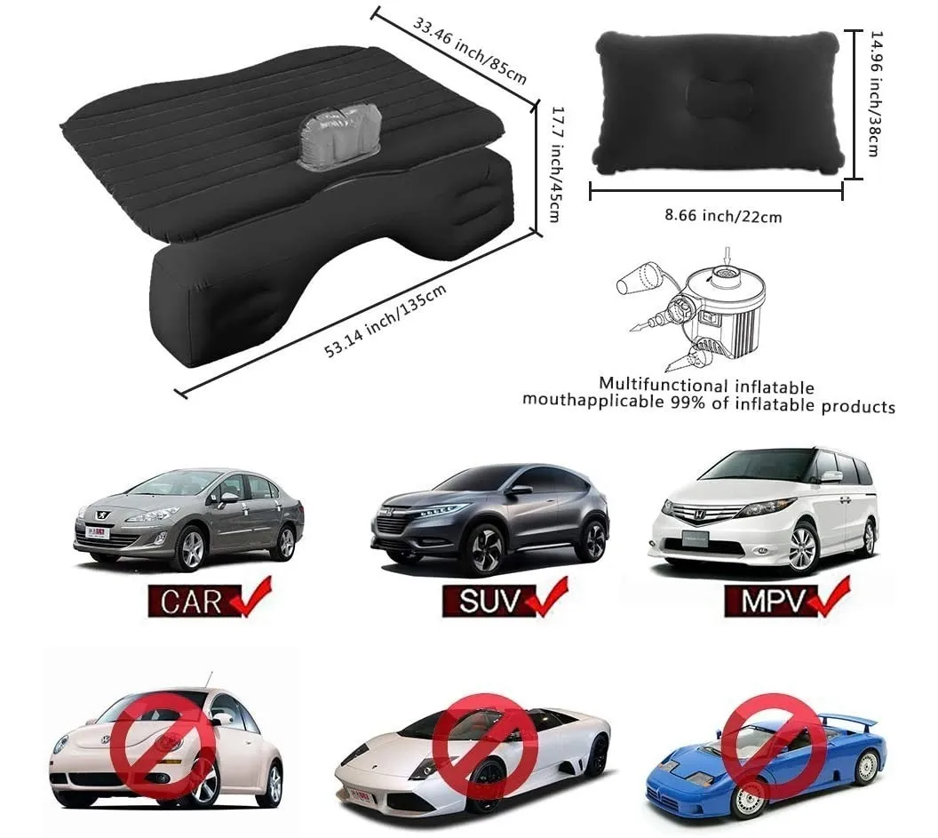 Foto 4 pulgar | Cama Inflable Belug  Colchón De Auto Asiento Trasero Color Negro