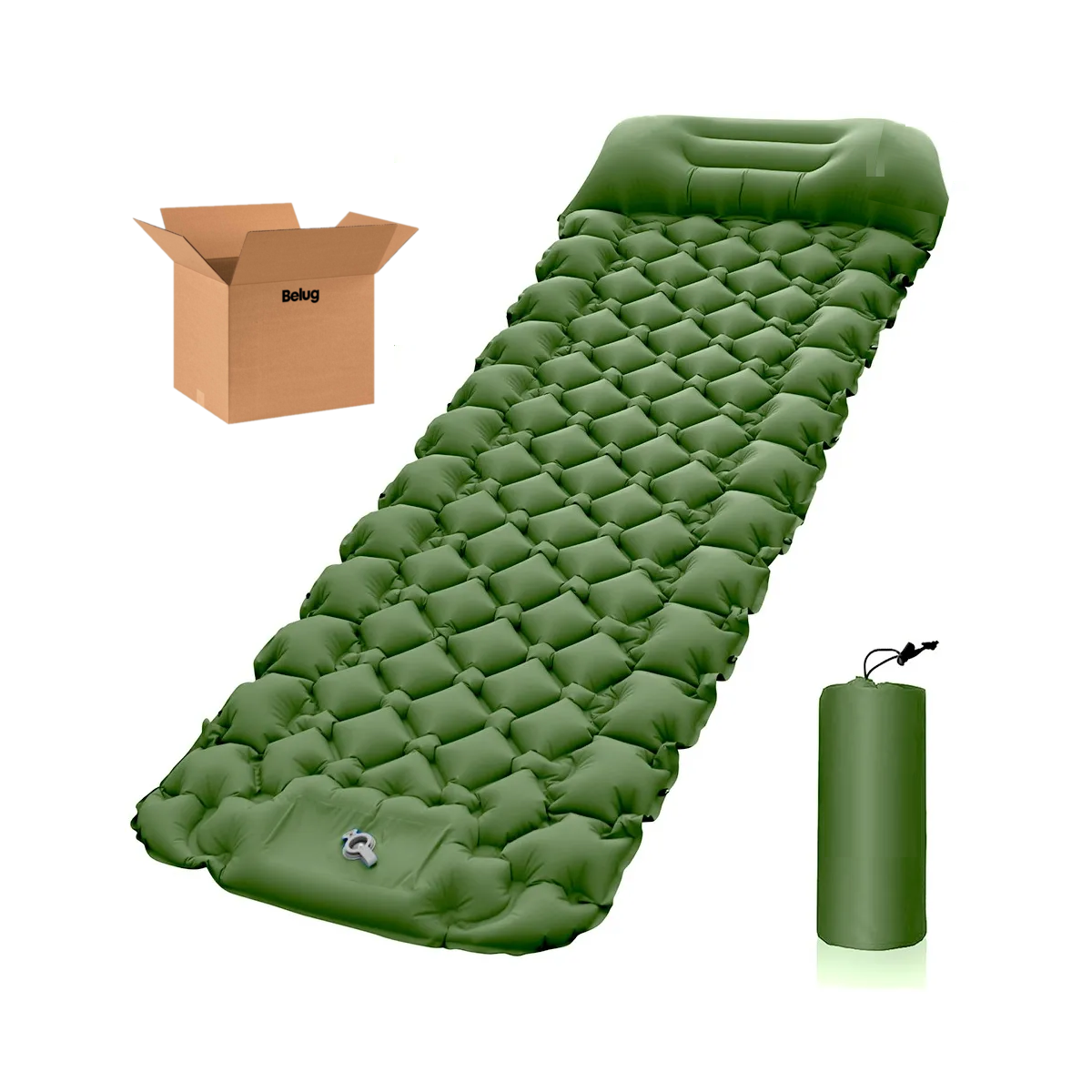 Colchón Inflable  Belug Portátil Ultraligero Para Acampar Verde
