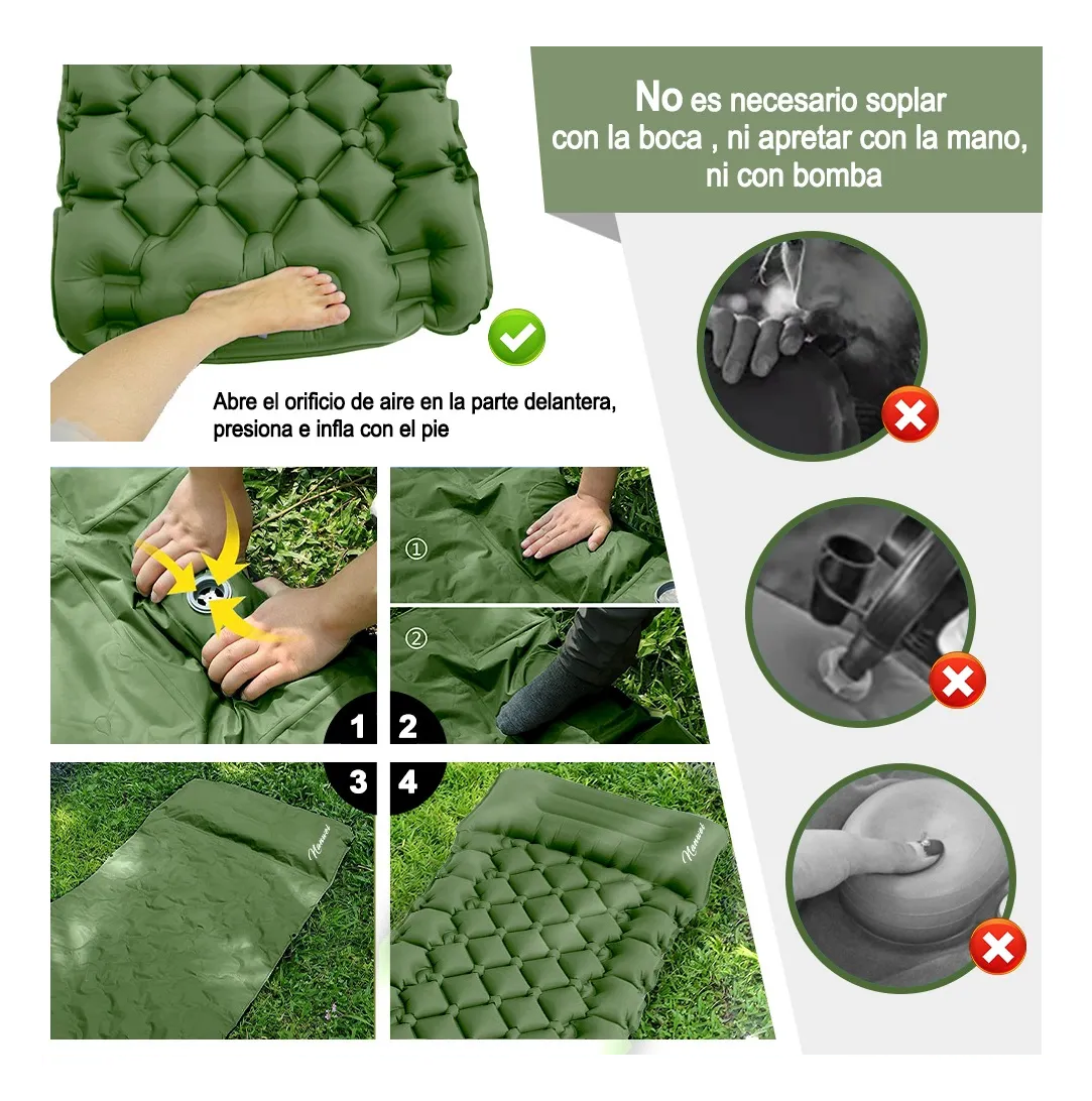 Foto 4 pulgar | Colchón Inflable  Belug Portátil Ultraligero Para Acampar Verde