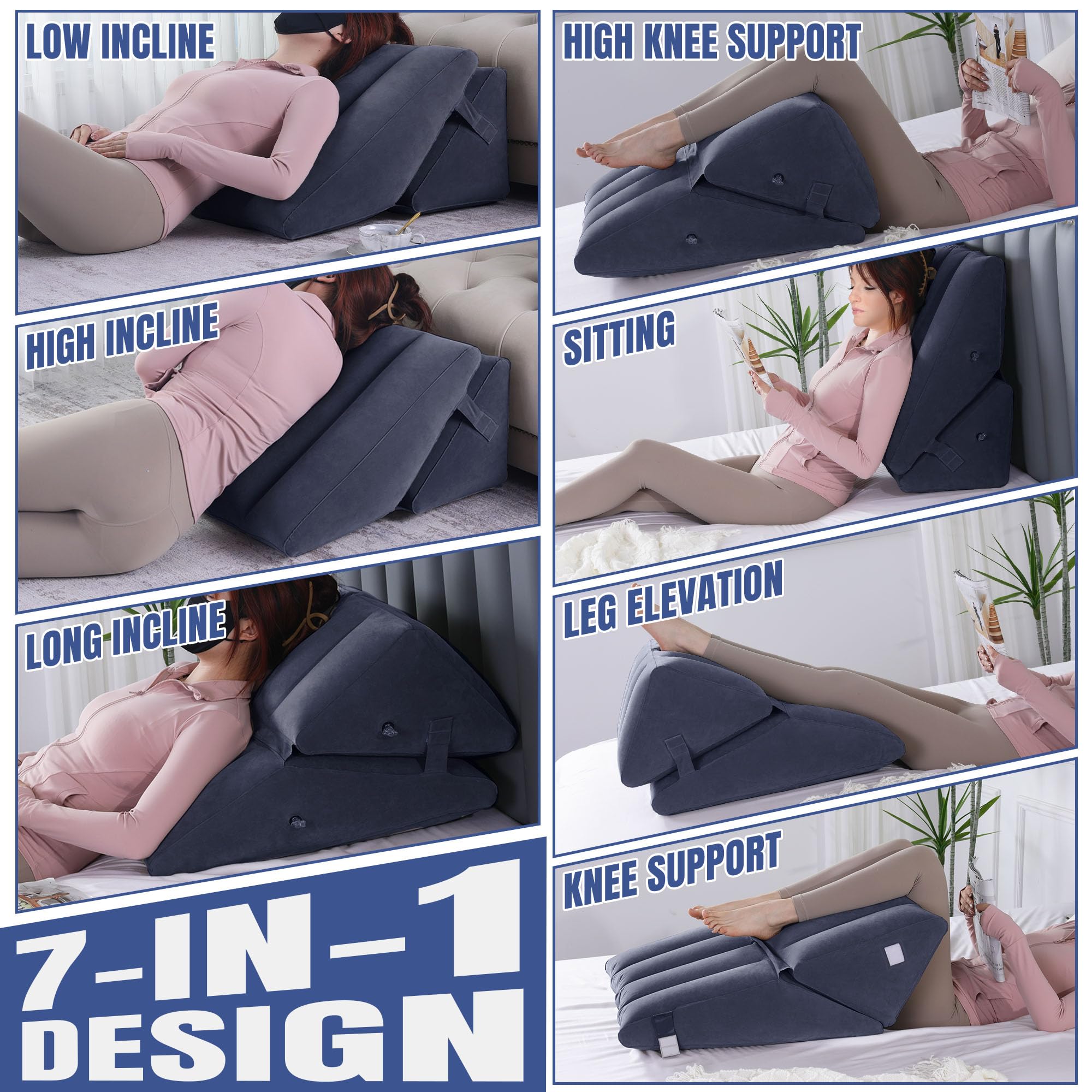 Foto 5 | Almohada Inflable en Forma de Cuña Azul - Venta Internacional
