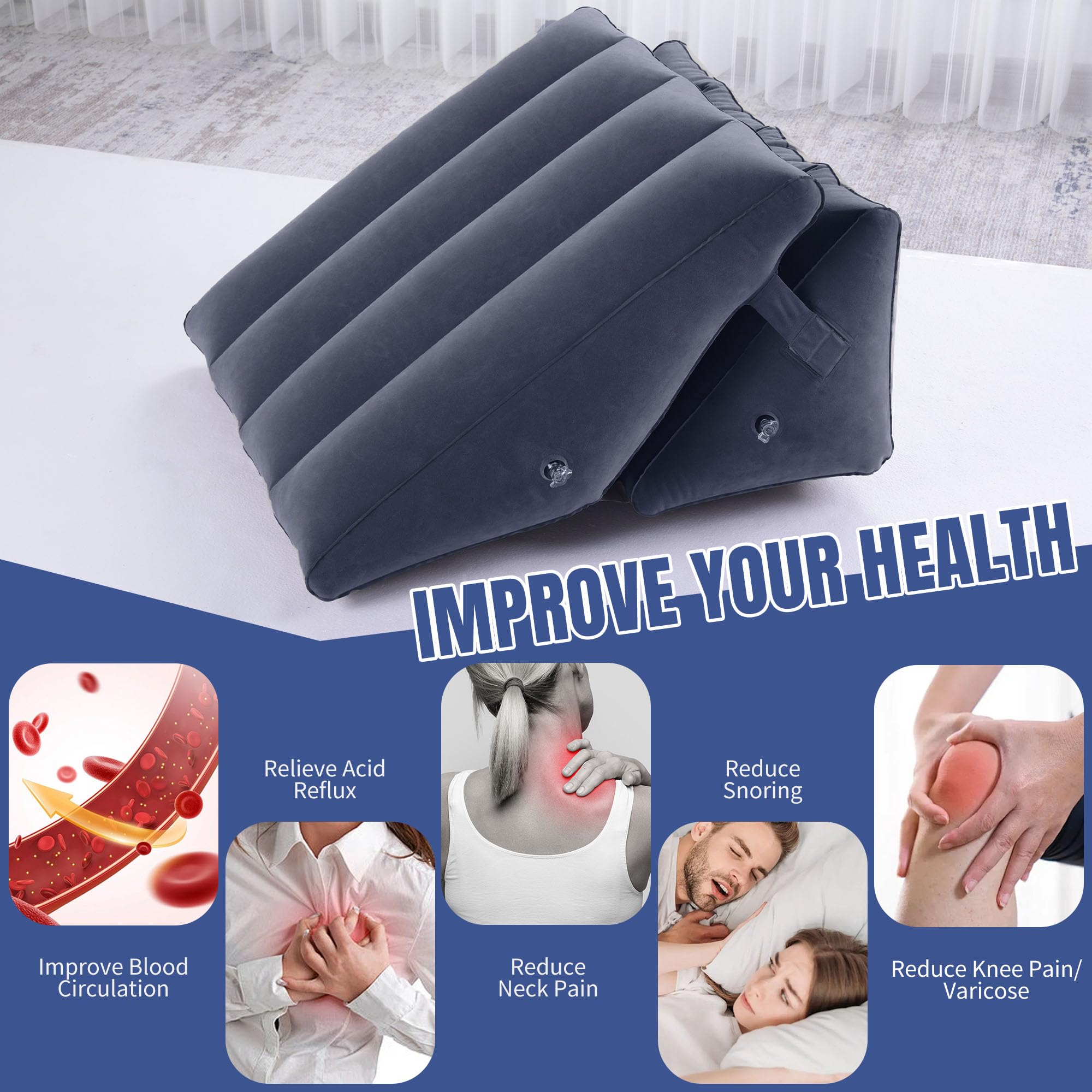 Foto 6 | Almohada Inflable en Forma de Cuña Azul - Venta Internacional