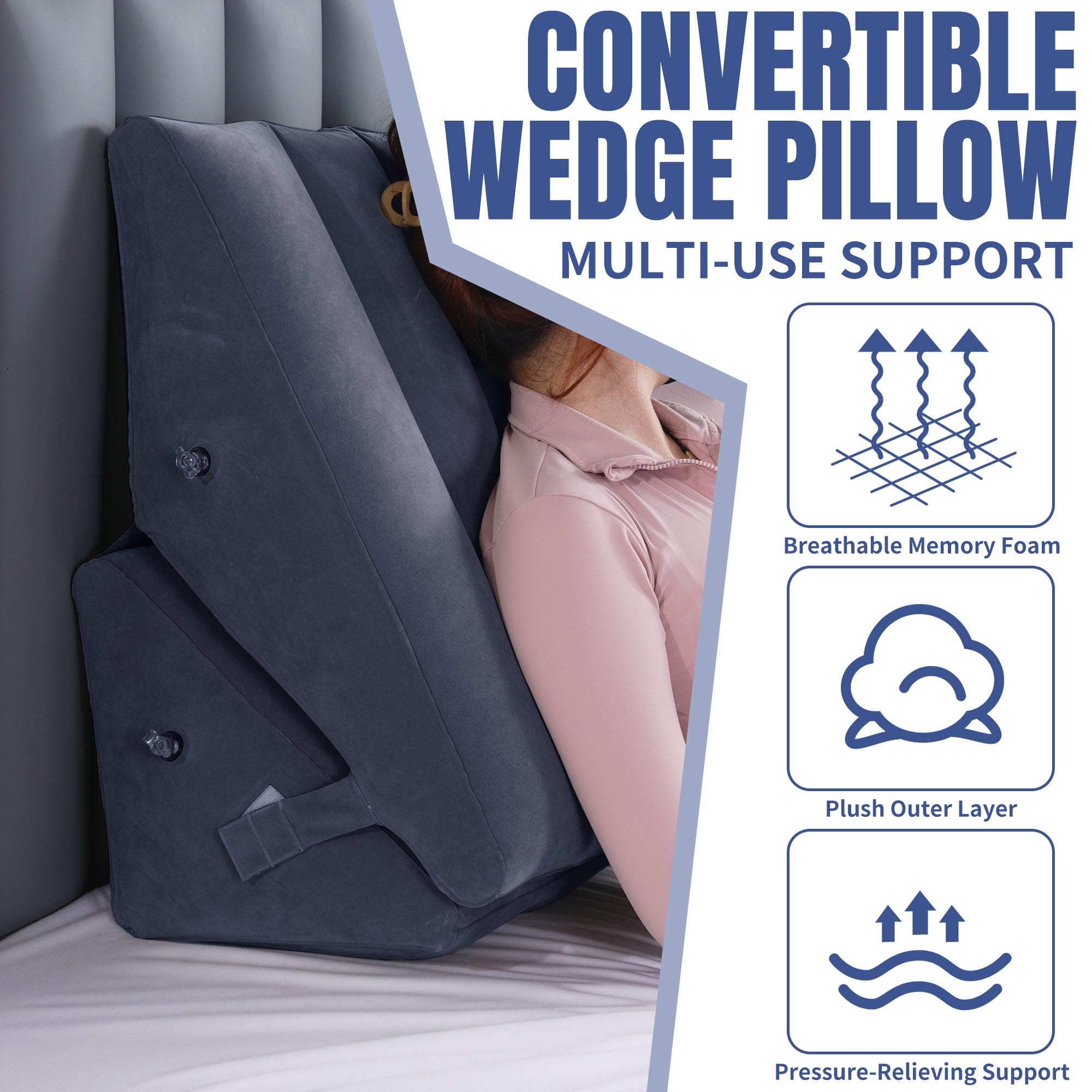 Foto 7 | Almohada Inflable en Forma de Cuña Azul - Venta Internacional